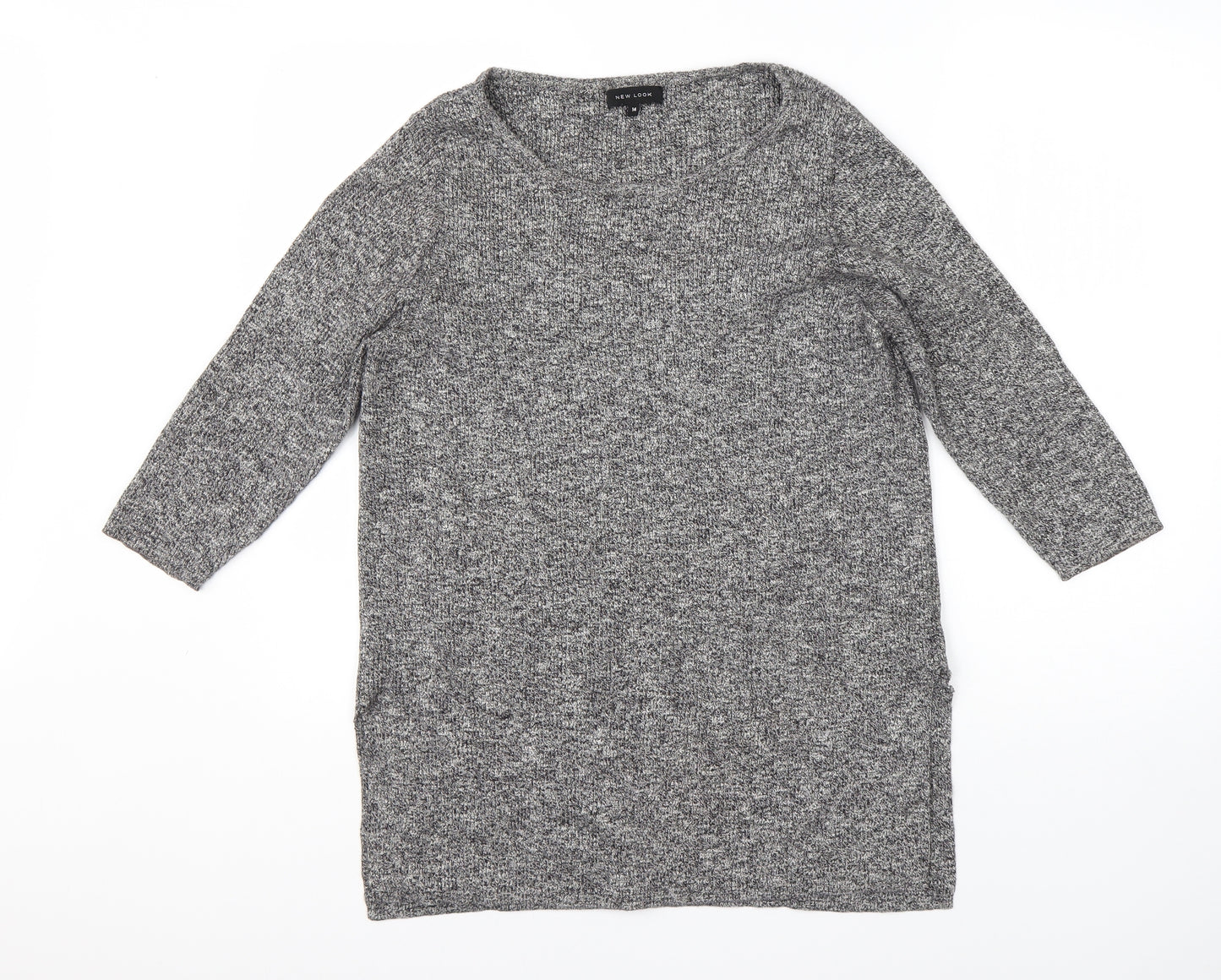 New Look Womens Grey Round Neck  Cotton Pullover Jumper Size 14