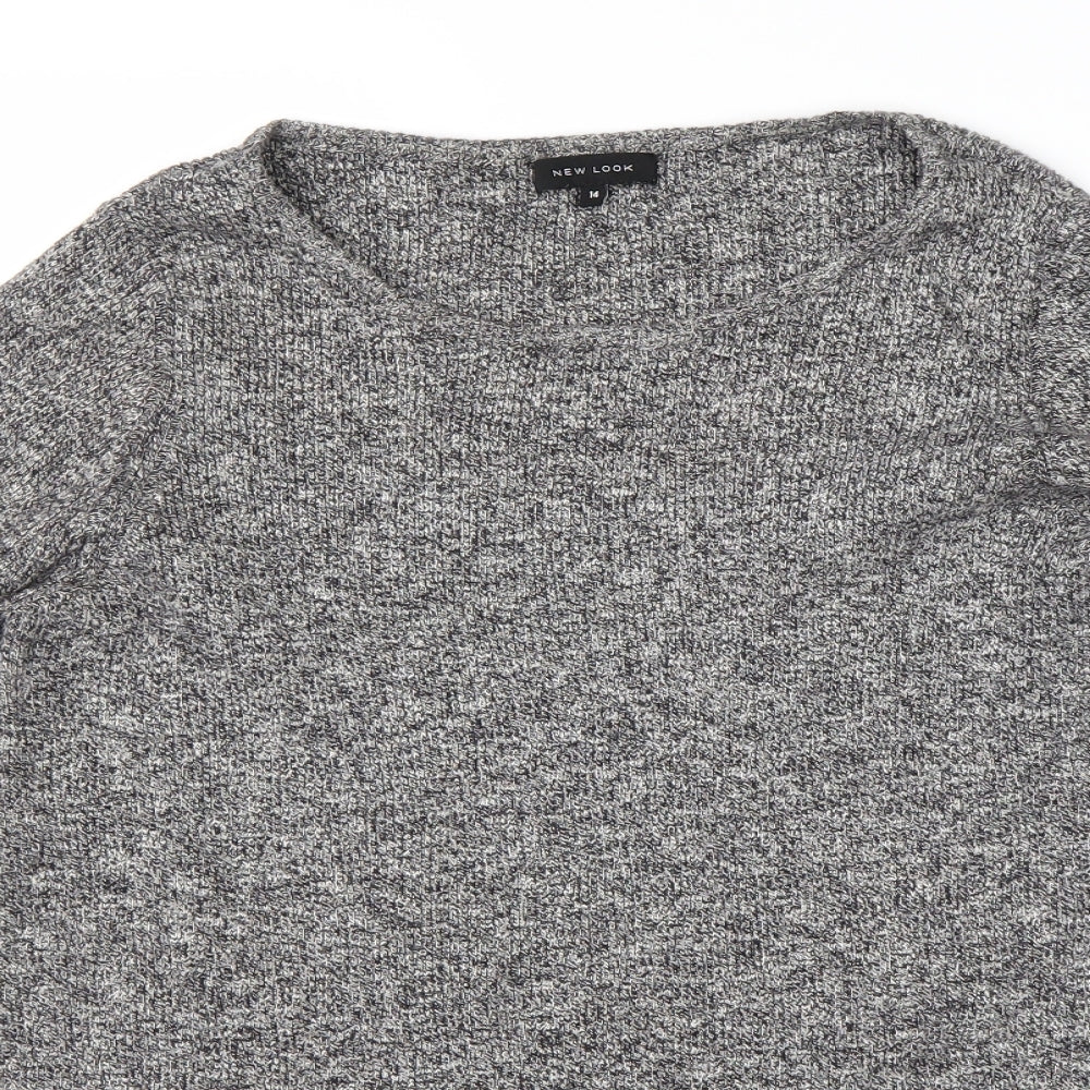 New Look Womens Grey Round Neck  Cotton Pullover Jumper Size 14