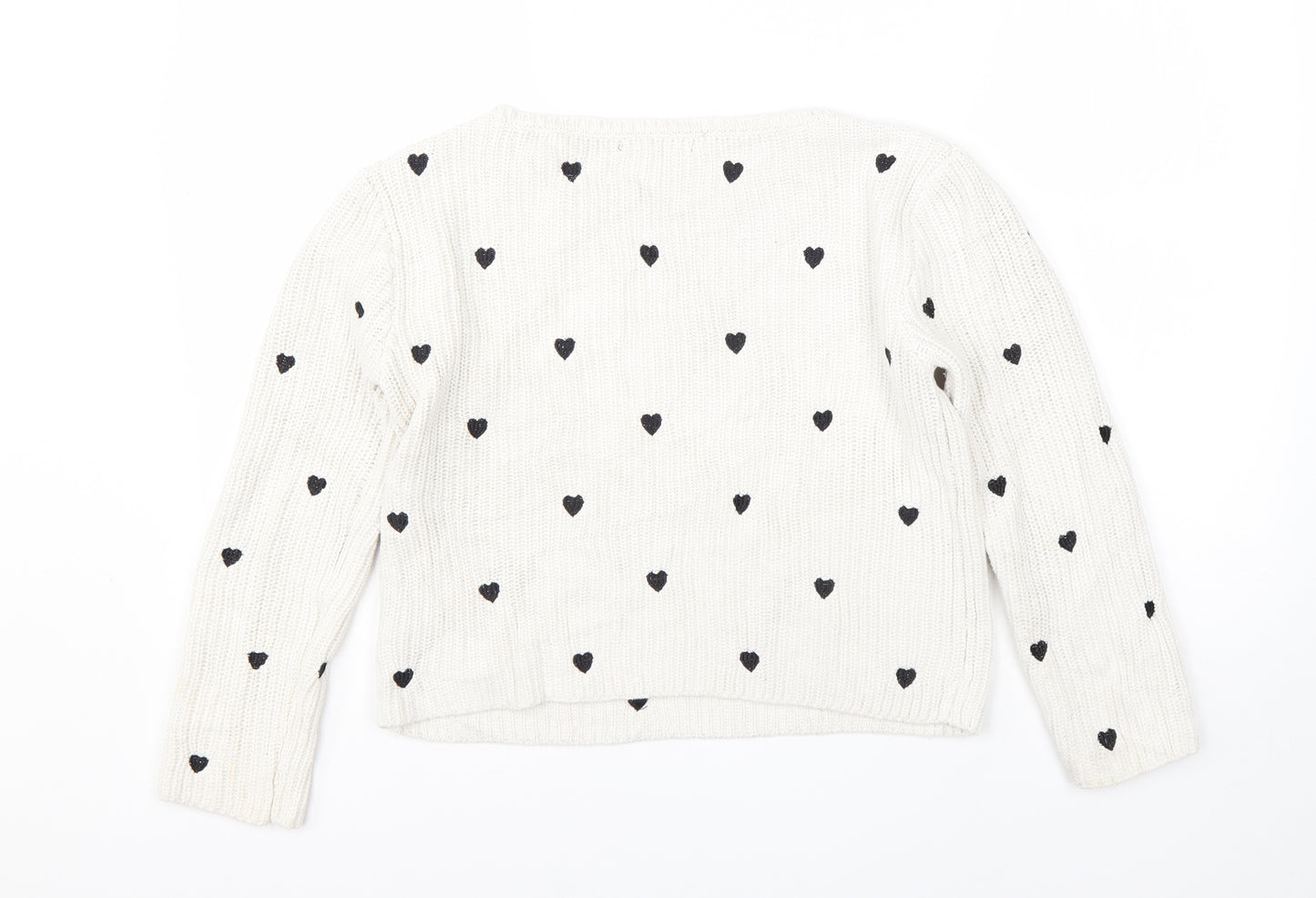 Atmosphere Womens Beige Round Neck Polka Dot Cotton Pullover Jumper Size 18