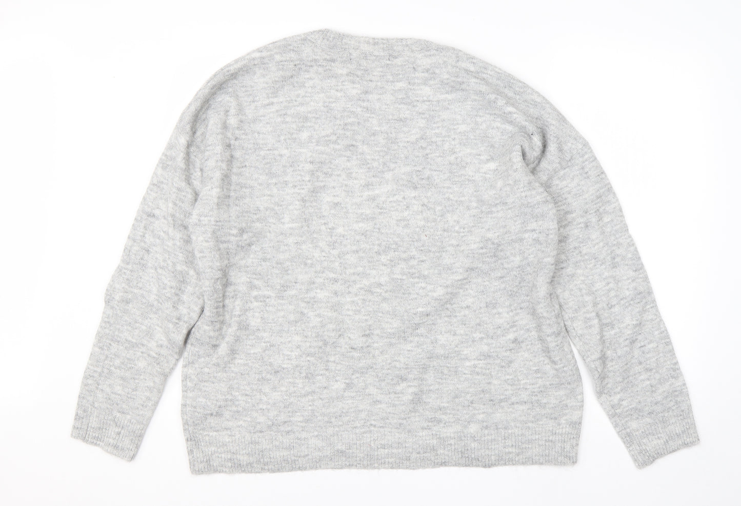 George Mens Grey Round Neck  Acrylic Pullover Jumper Size XL   - christmas