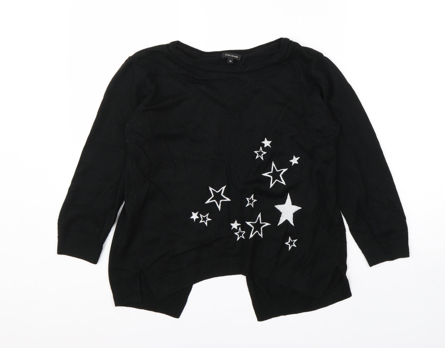 River Island Womens Black Round Neck  Viscose Cardigan Jumper Size 10
