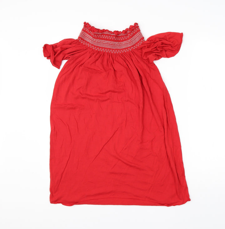 New Look Womens Red Modal Shift Size S Square Neck