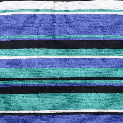 EWM Womens Blue Round Neck Striped Polyester Pullover Jumper Size XL