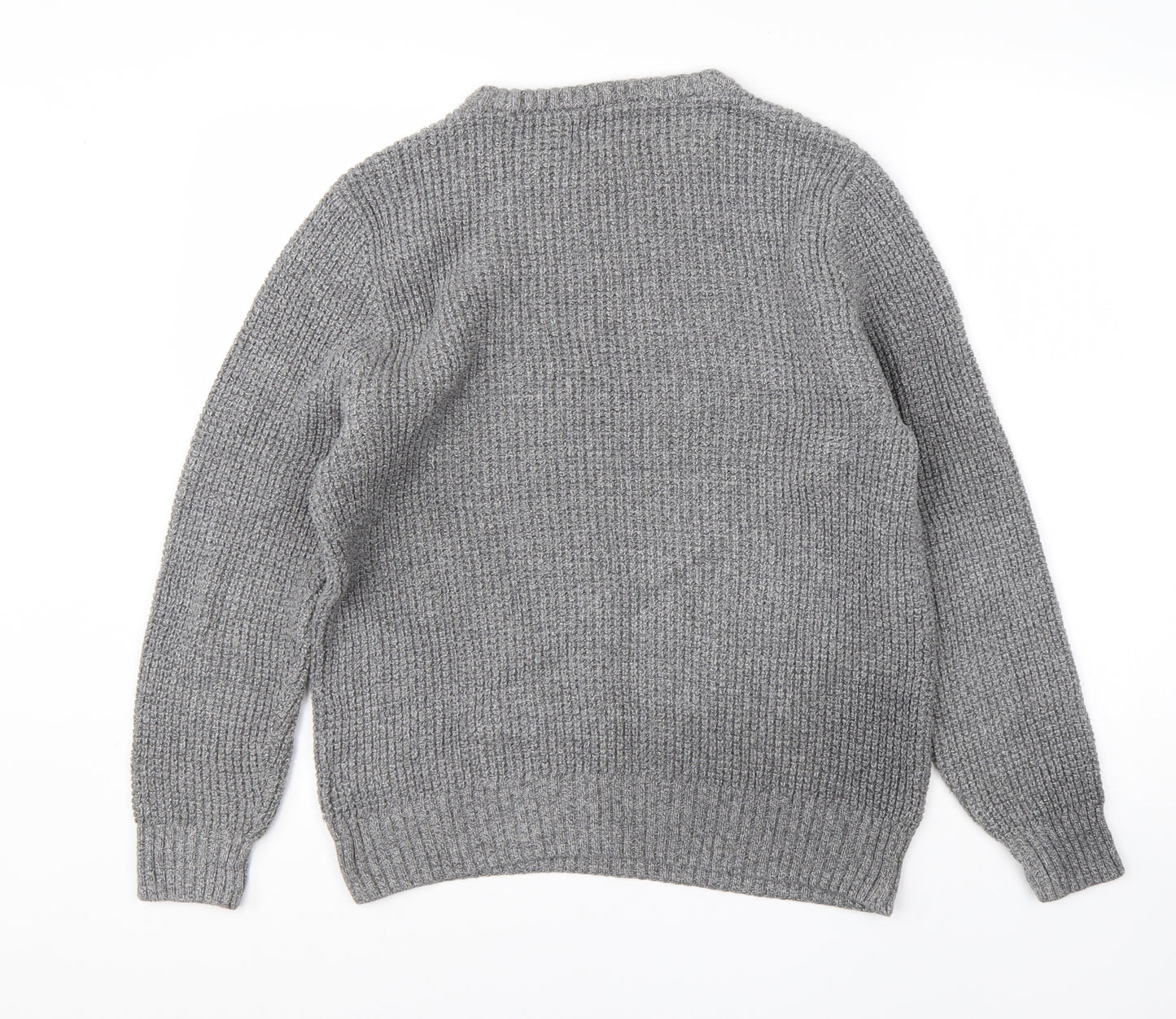 M&S Mens Grey Round Neck  Cotton Pullover Jumper Size M