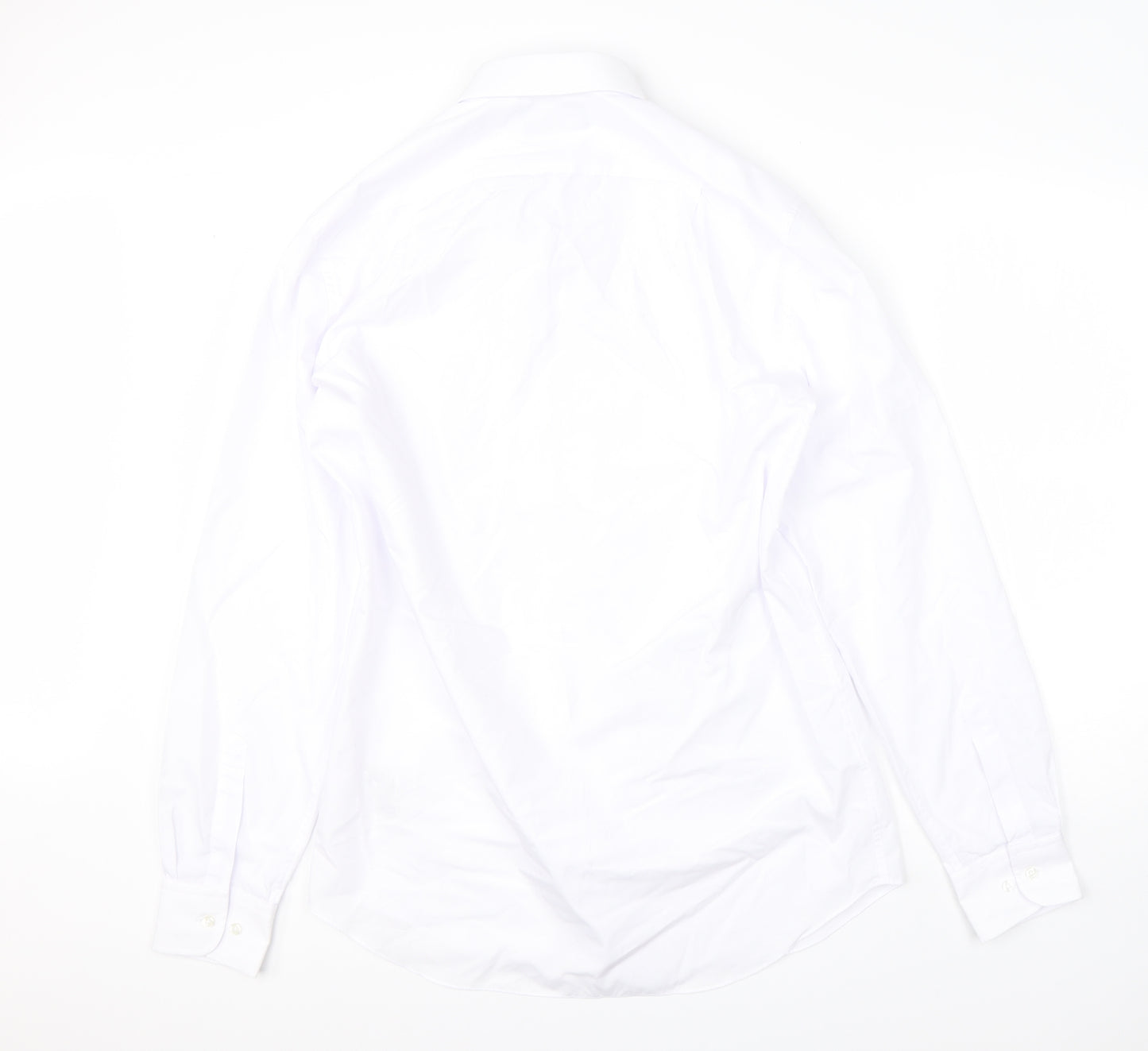 M&S Mens White  Cotton  Dress Shirt Size 41 Collared Button