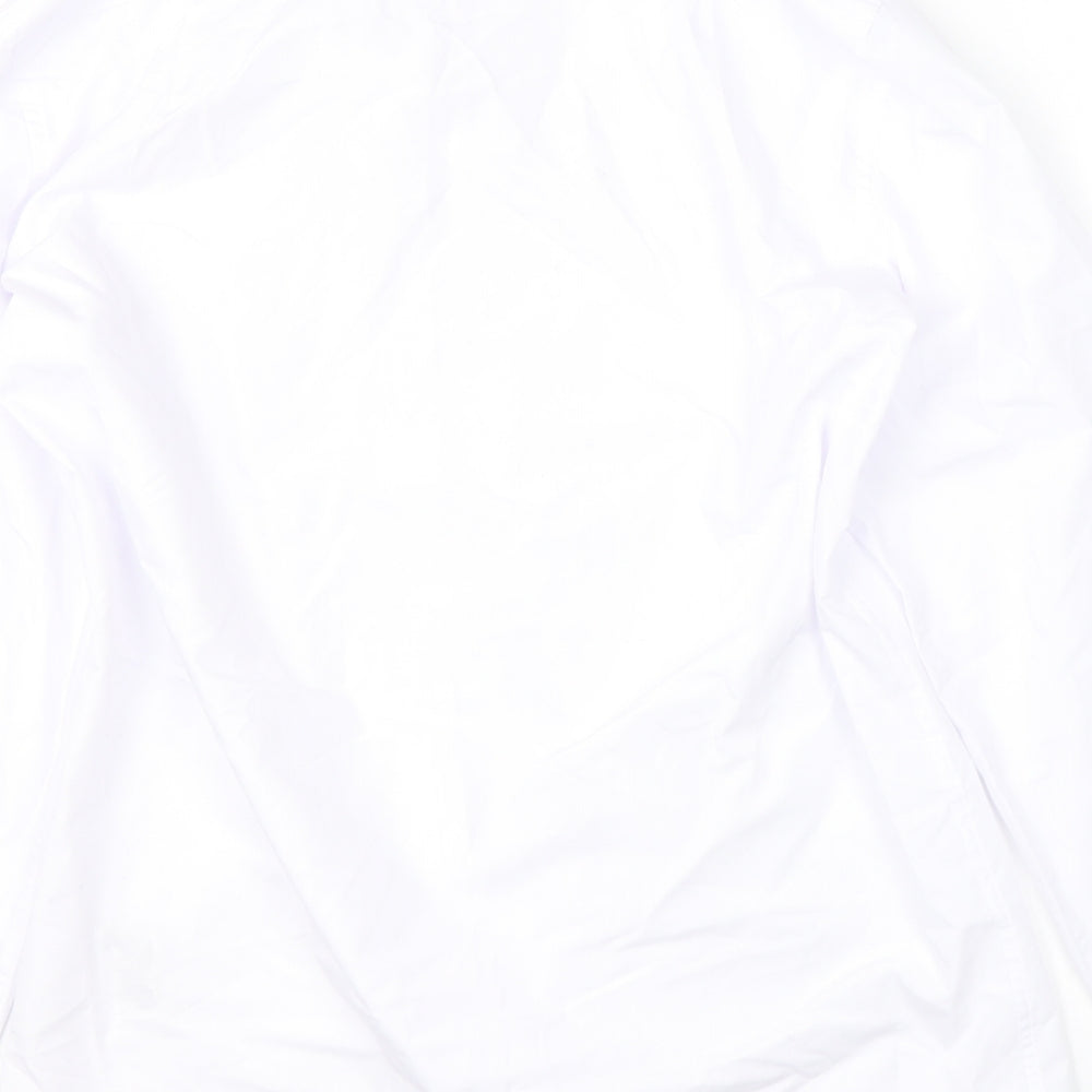 M&S Mens White  Cotton  Dress Shirt Size 41 Collared Button