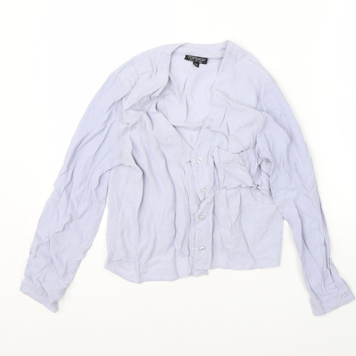 Topshop Womens Purple  Viscose Basic Button-Up Size 6 V-Neck