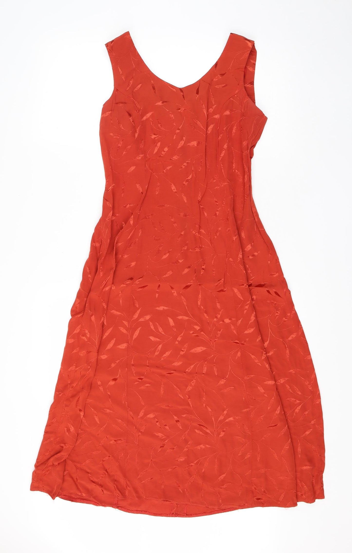 Petites Womens Orange  Viscose A-Line  Size 10  V-Neck