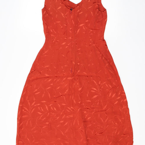 Petites Womens Orange  Viscose A-Line  Size 10  V-Neck