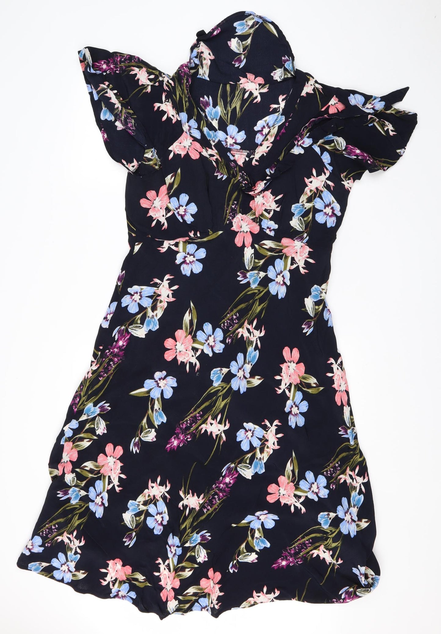 Monsoon Womens Black Floral Viscose Shift  Size 14  Round Neck