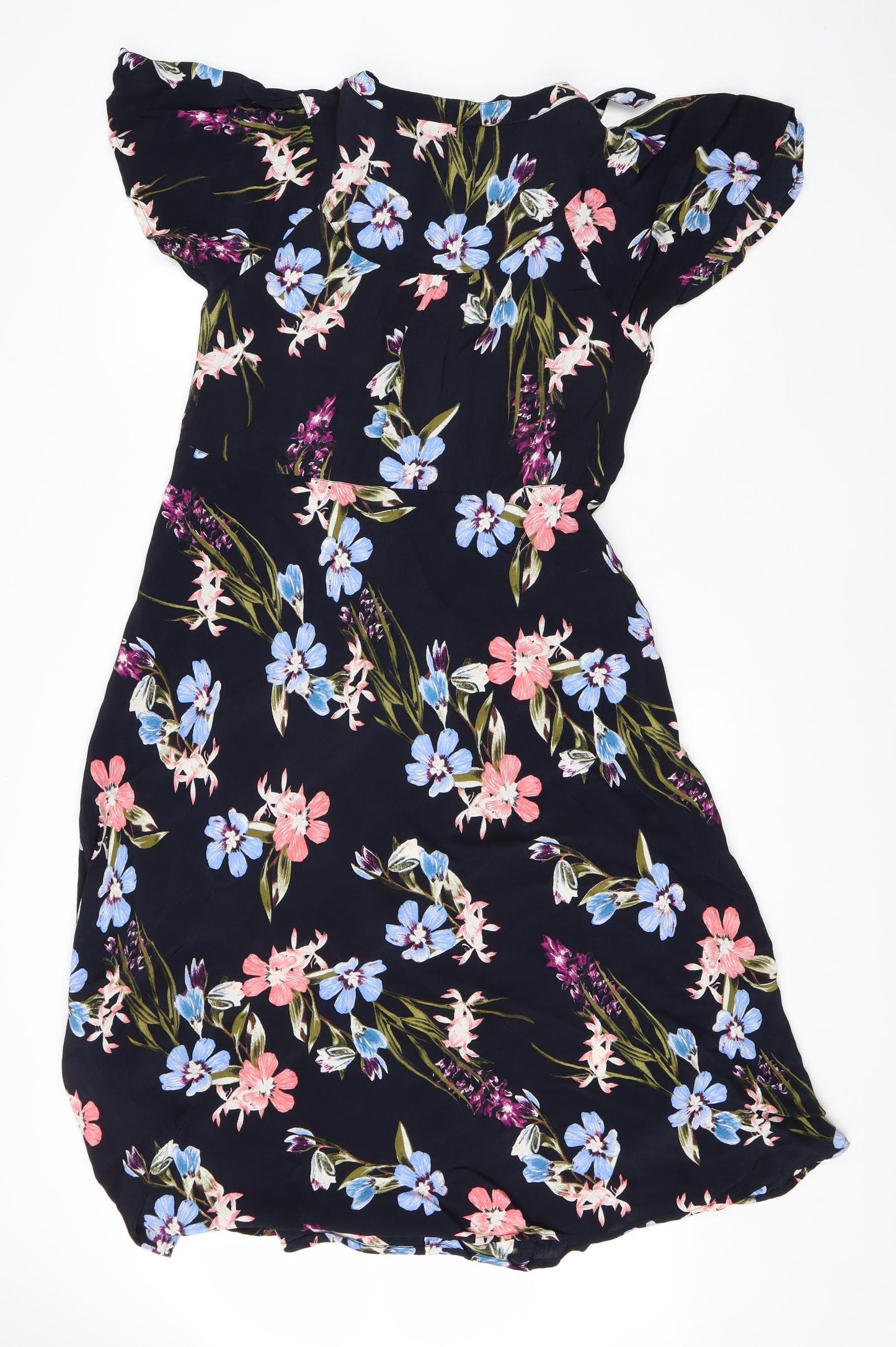 Monsoon Womens Black Floral Viscose Shift  Size 14  Round Neck