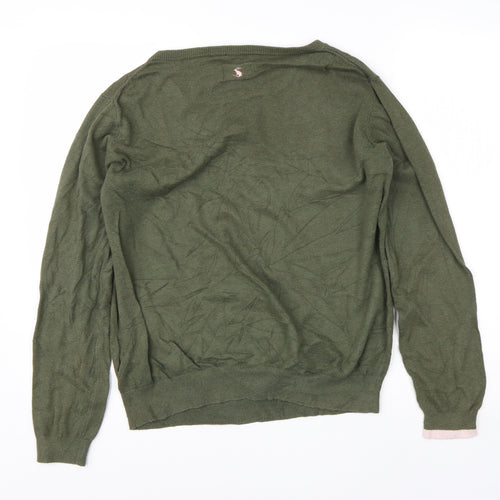 Joules Womens Green Round Neck  Cotton Pullover Jumper Size 12   - rabbit