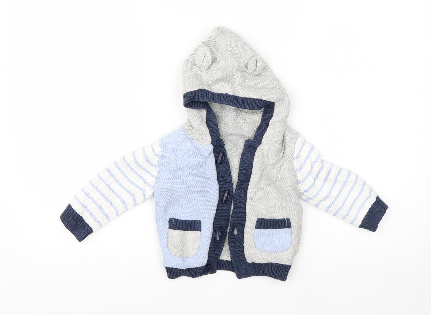 Nutmeg Boys Grey  Cotton Pullover Jumper Size 6-9 Months