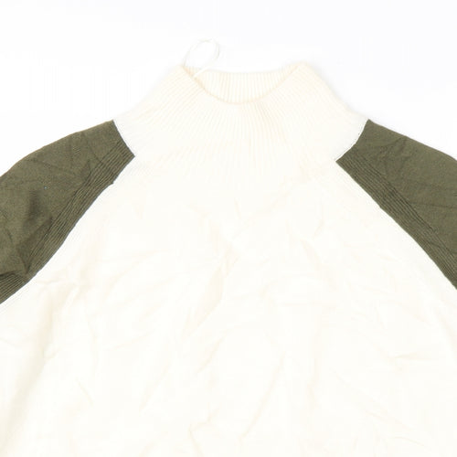 M&S Womens Beige High Neck  Acrylic Pullover Jumper Size S