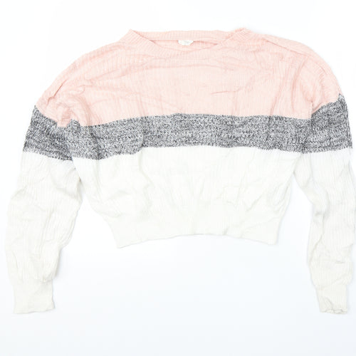 Garage Womens Pink Round Neck  Nylon Pullover Jumper Size M