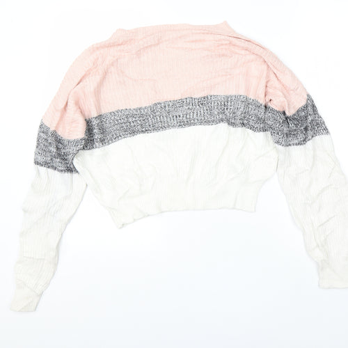 Garage Womens Pink Round Neck  Nylon Pullover Jumper Size M