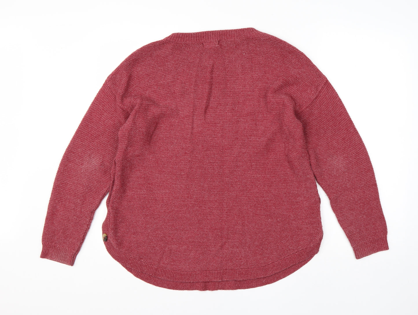 Fat Face Womens Red Round Neck  Acrylic Pullover Jumper Size 12