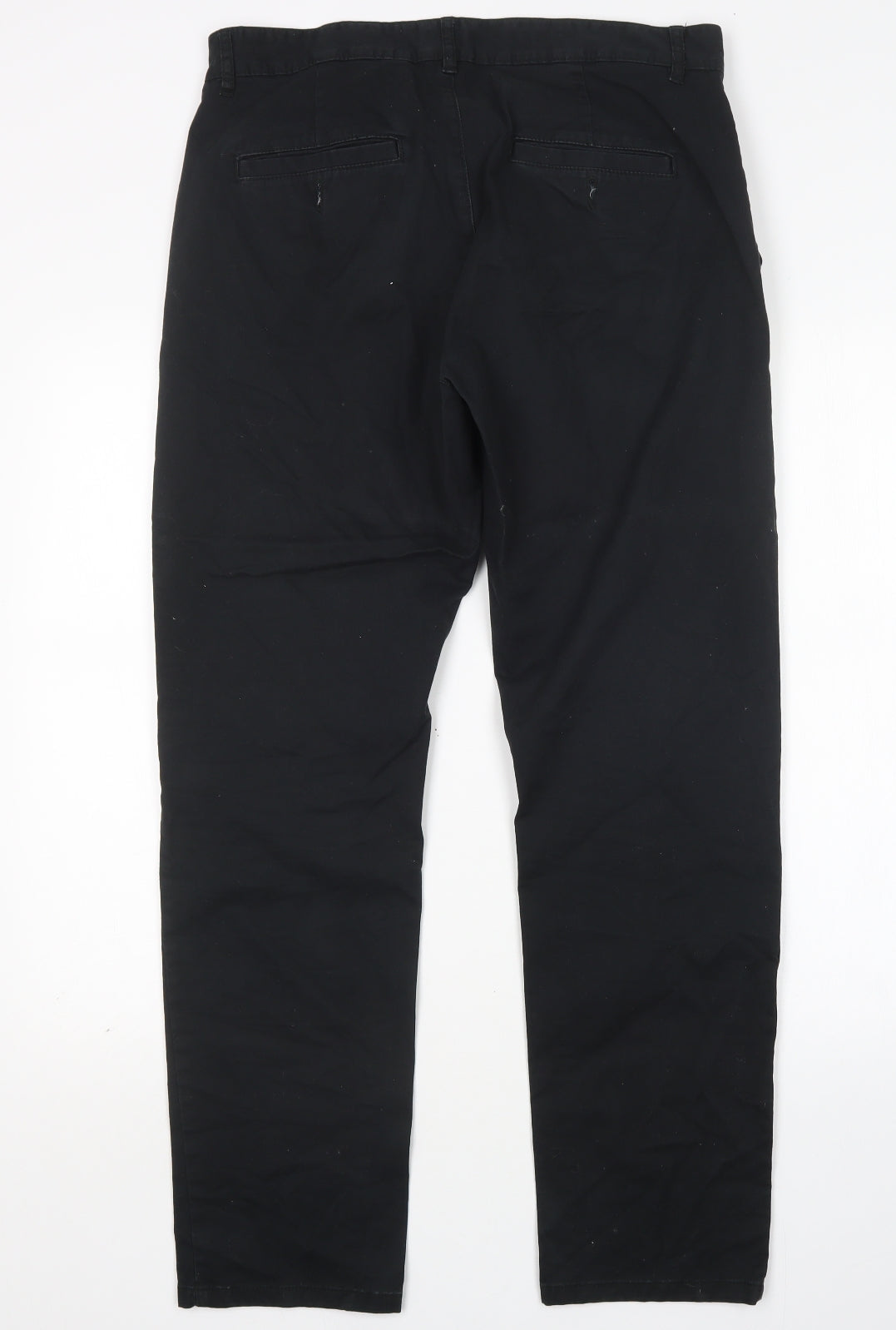 Easy Mens Black  Cotton Chino Trousers Size 34 L30 in Regular