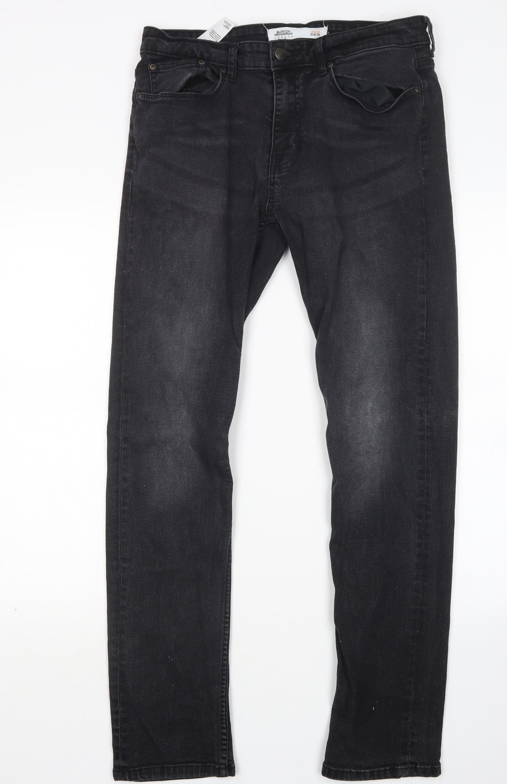 Burton Mens Black  Cotton Skinny Jeans Size 32 L32 in Regular