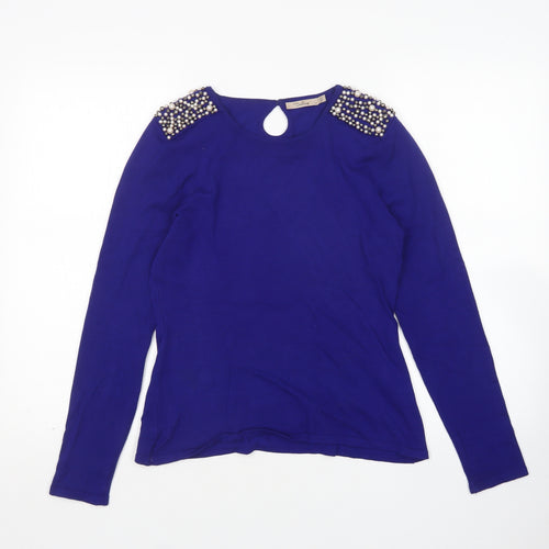 Darling  Womens Blue Round Neck  Viscose Pullover Jumper Size M