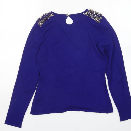 Darling  Womens Blue Round Neck  Viscose Pullover Jumper Size M