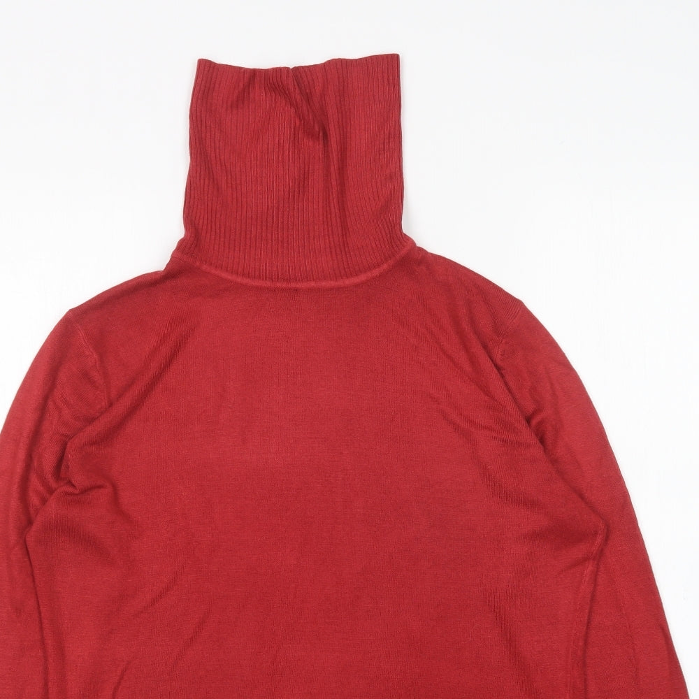 NEXT Womens Red Roll Neck  Acrylic Pullover Jumper Size 14