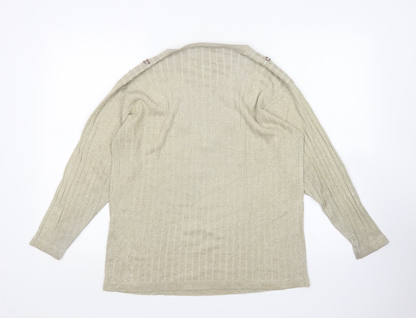 Casamia Womens Gold Round Neck  Rayon Pullover Jumper One Size