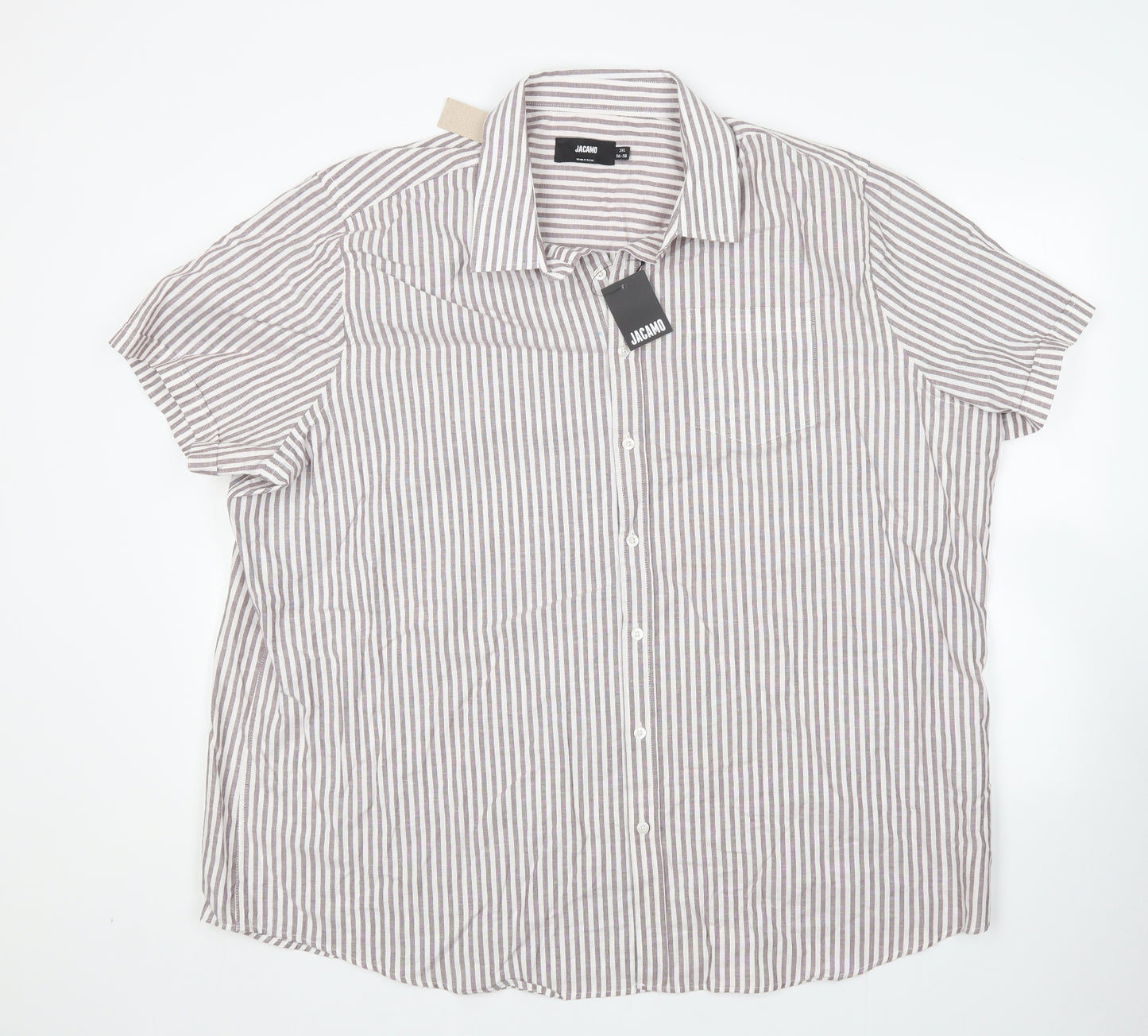 Jacemo Mens Multicoloured Striped Cotton  Button-Up Size 3XL Collared