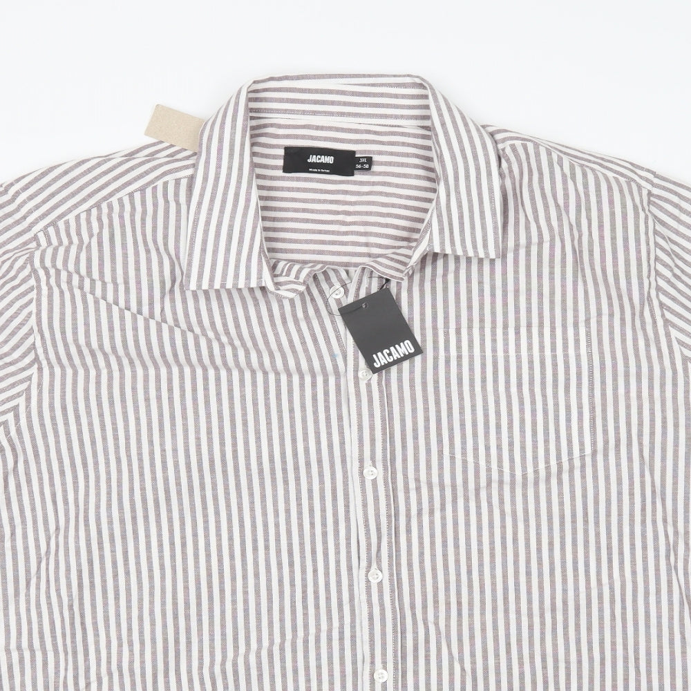 Jacemo Mens Multicoloured Striped Cotton  Button-Up Size 3XL Collared