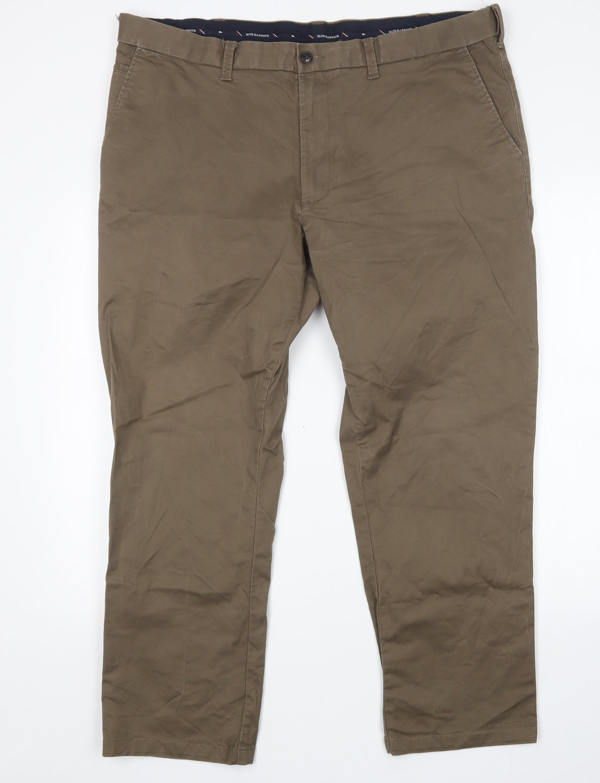 M&S Mens Green  Cotton Chino Trousers Size 42 L29 in Regular