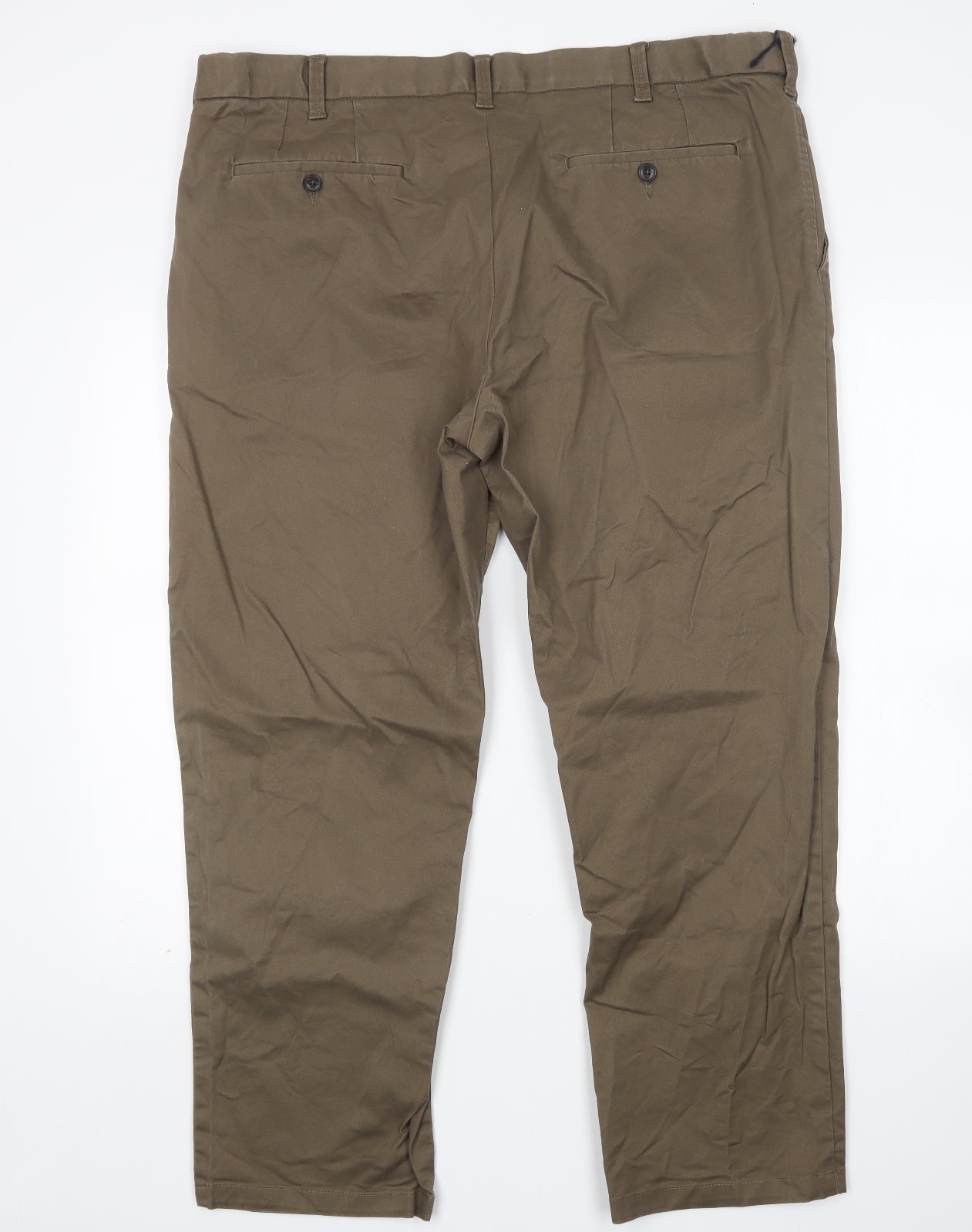 M&S Mens Green  Cotton Chino Trousers Size 42 L29 in Regular