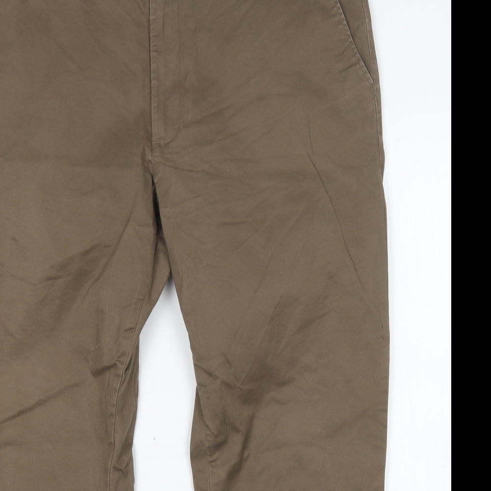 M&S Mens Green  Cotton Chino Trousers Size 42 L29 in Regular