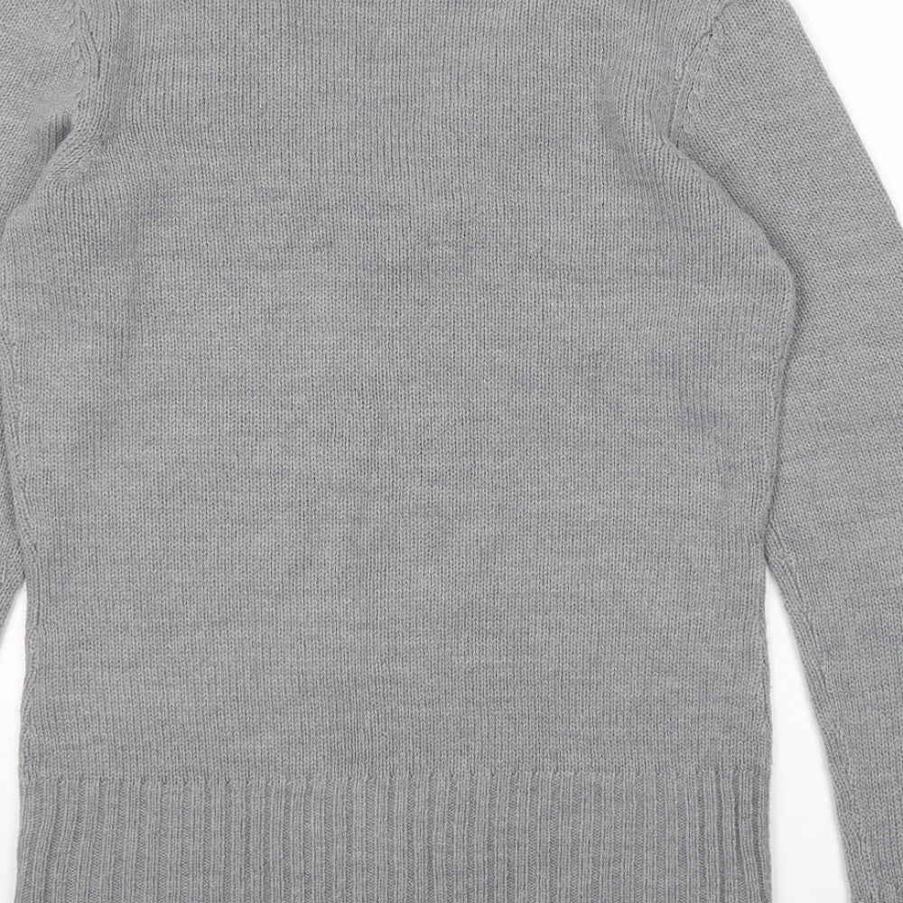 Redoute Womens Grey V-Neck  Acrylic Pullover Jumper Size 12