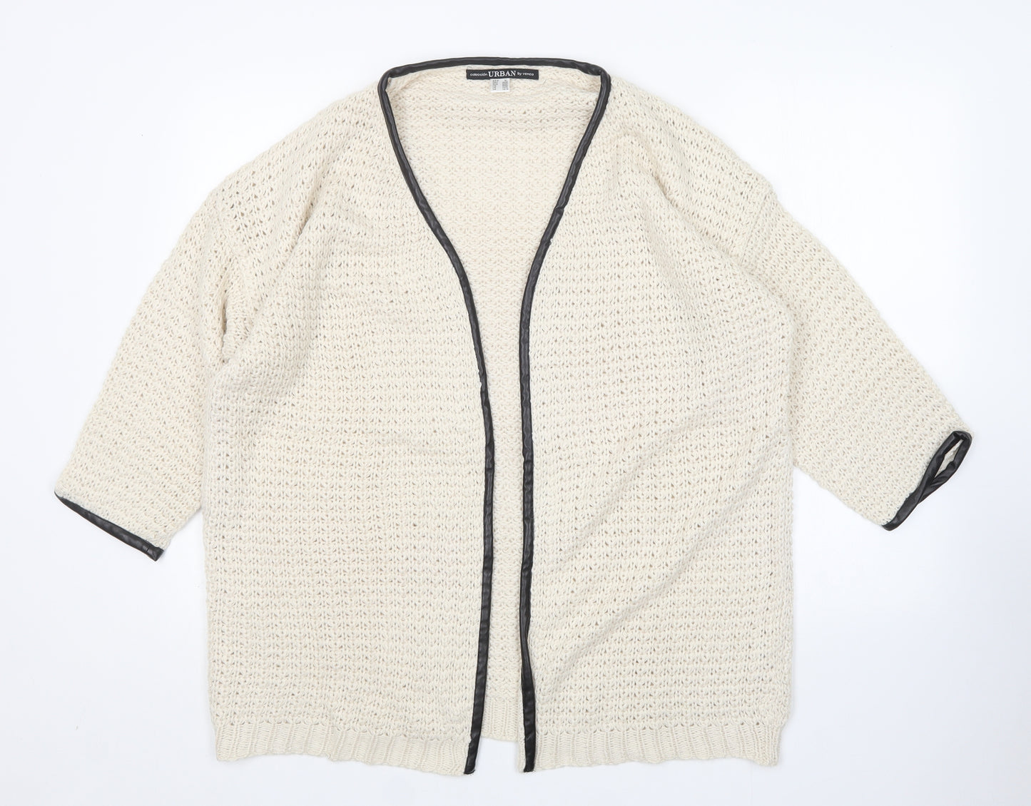 Venca Womens Beige V-Neck  Acrylic Cardigan Jumper Size 18