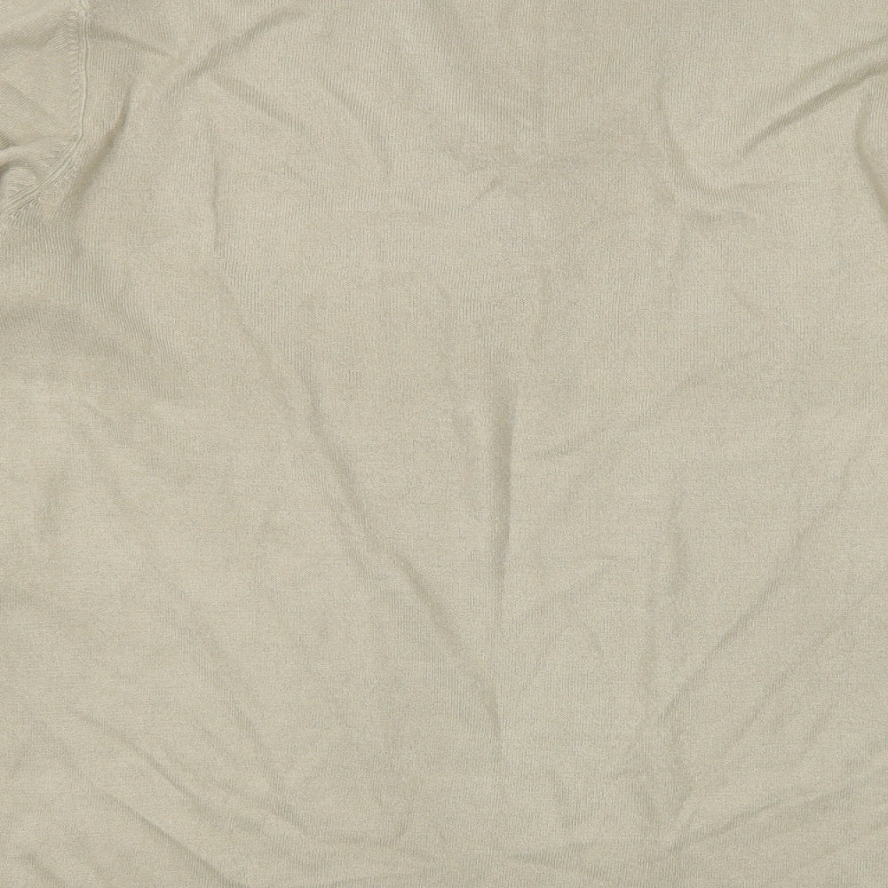 M&S Mens Beige V-Neck  Acrylic Pullover Jumper Size L
