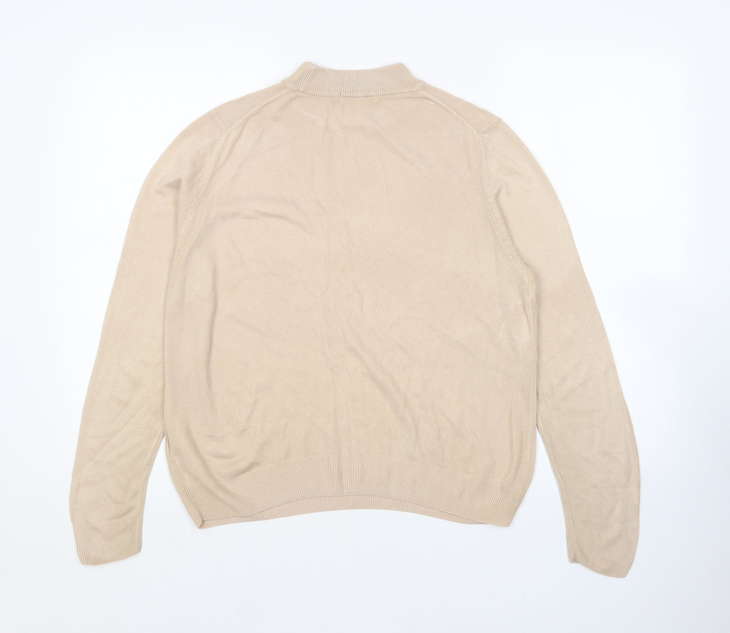 M&S Womens Beige Round Neck  Acrylic Pullover Jumper Size 14