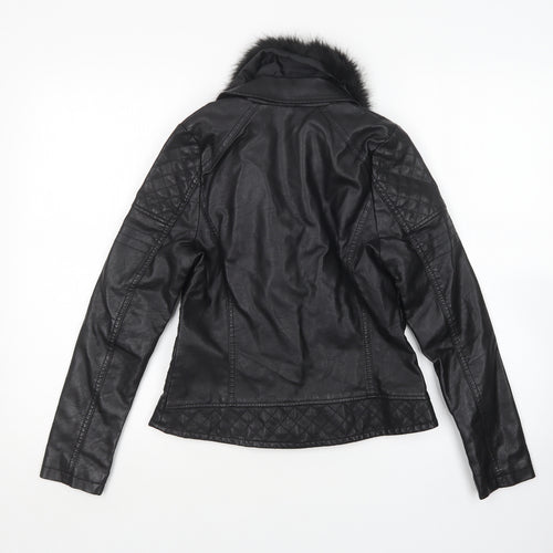 George Girls Black   Biker Jacket Size 11-12 Years