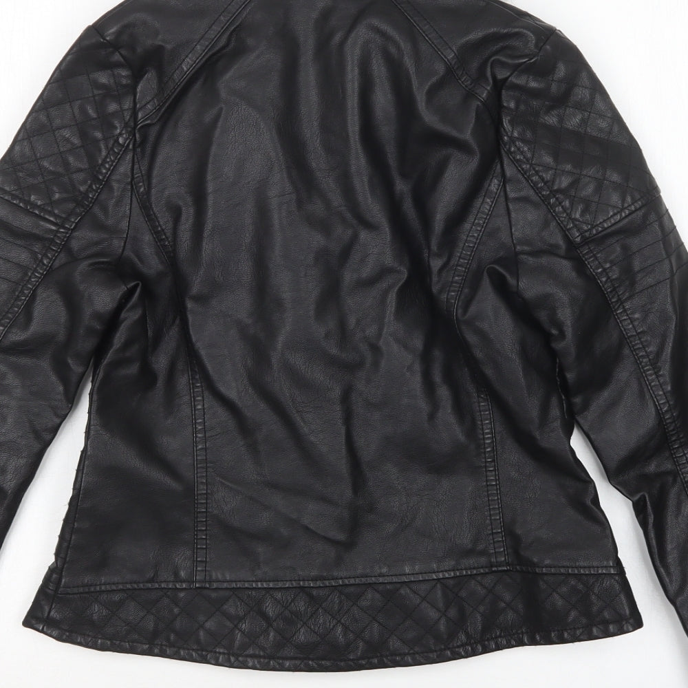 George Girls Black   Biker Jacket Size 11-12 Years