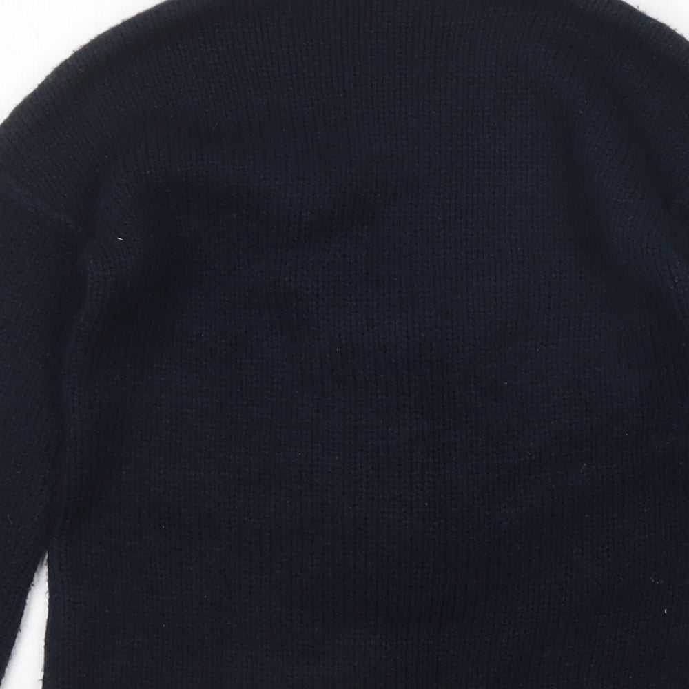 Matalan Girls Blue Round Neck  Acrylic Pullover Jumper Size 9 Years   - Christmas