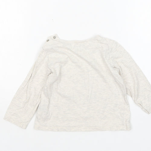 H&M Girls Beige  Cotton Basic T-Shirt Size 12-18 Months Round Neck