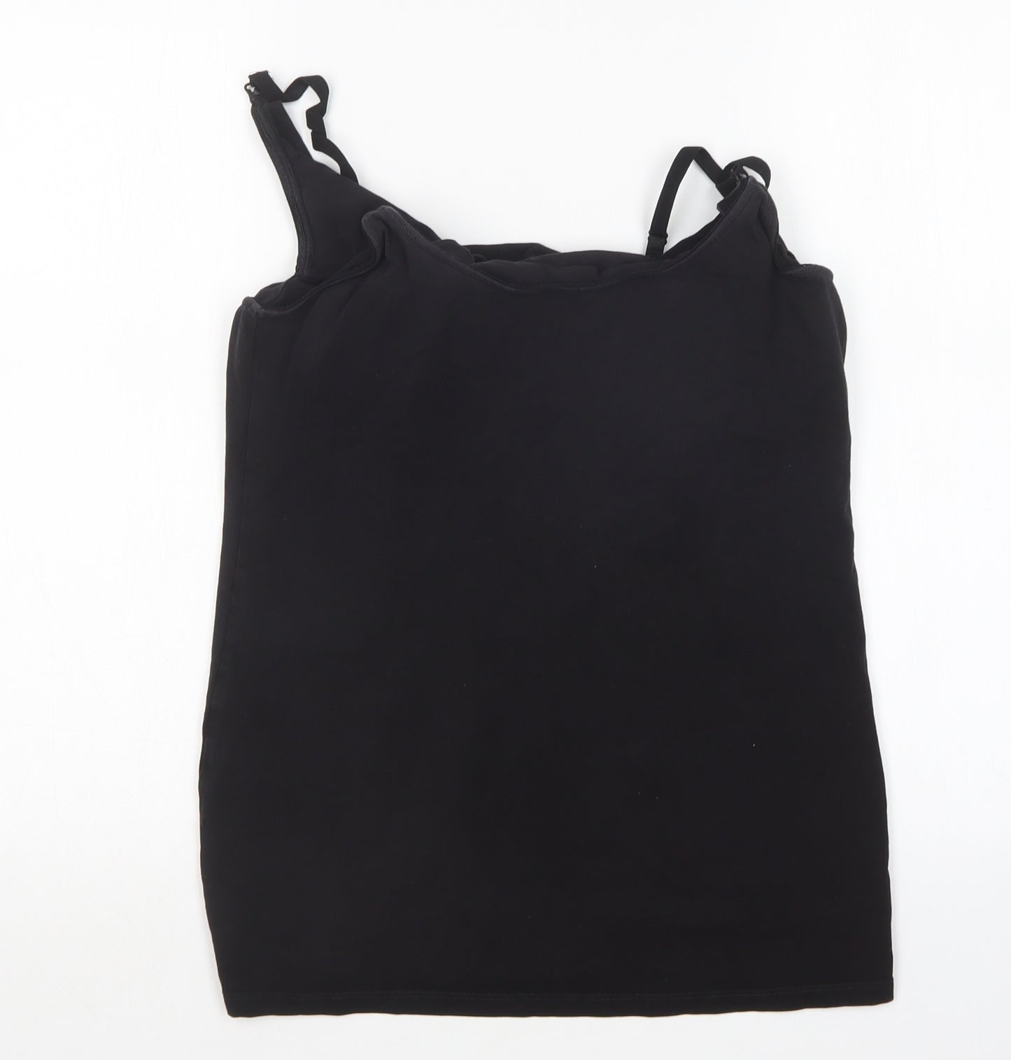 New Look Womens Black  Cotton Basic Tank Size 12 Round Neck