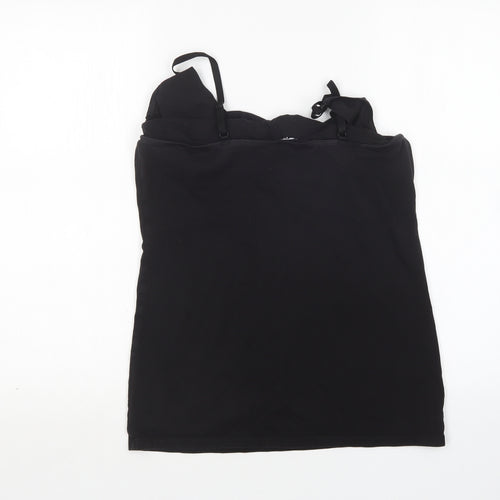 New Look Womens Black  Cotton Basic Tank Size 12 Round Neck