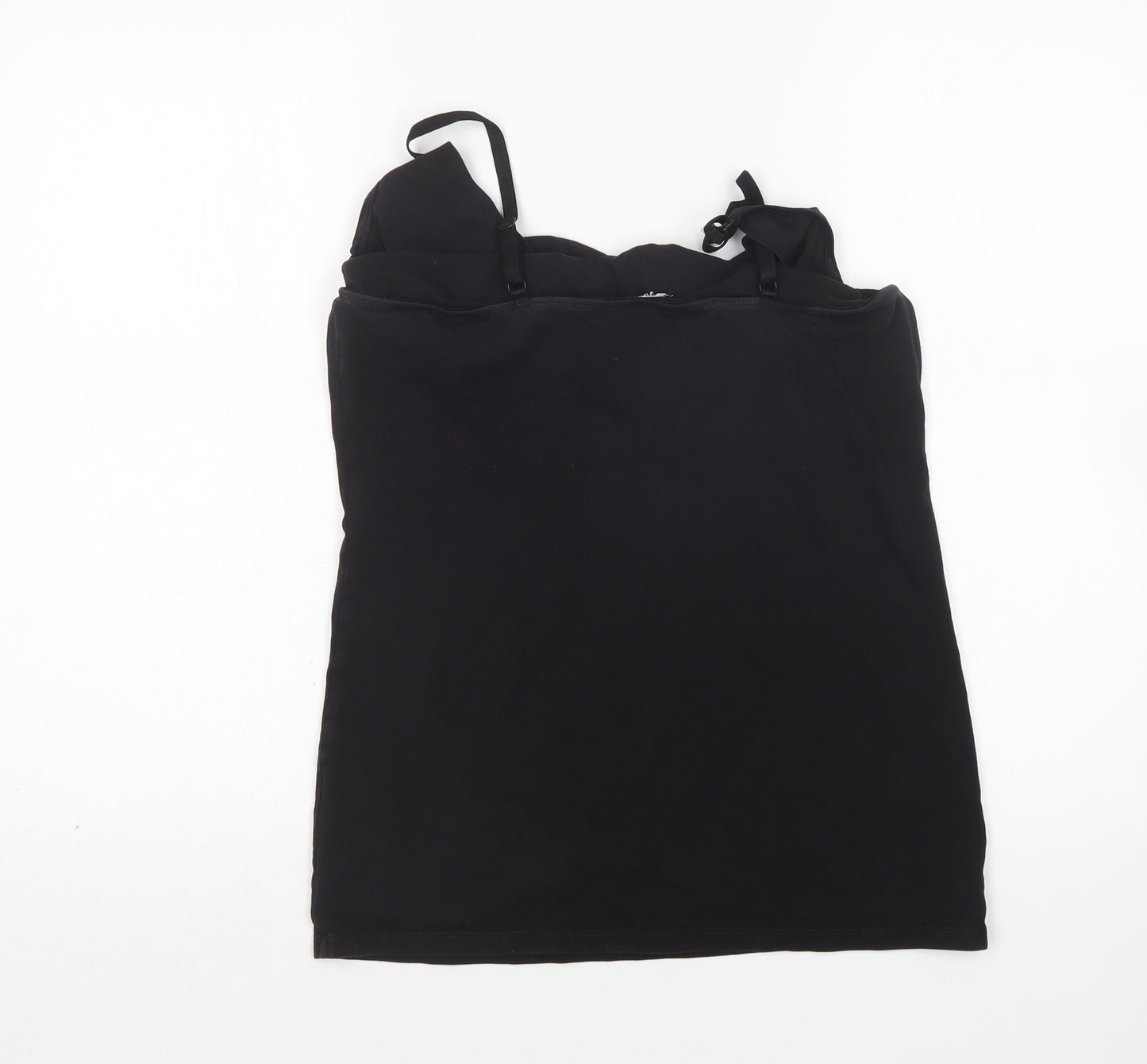 New Look Womens Black  Cotton Basic Tank Size 12 Round Neck