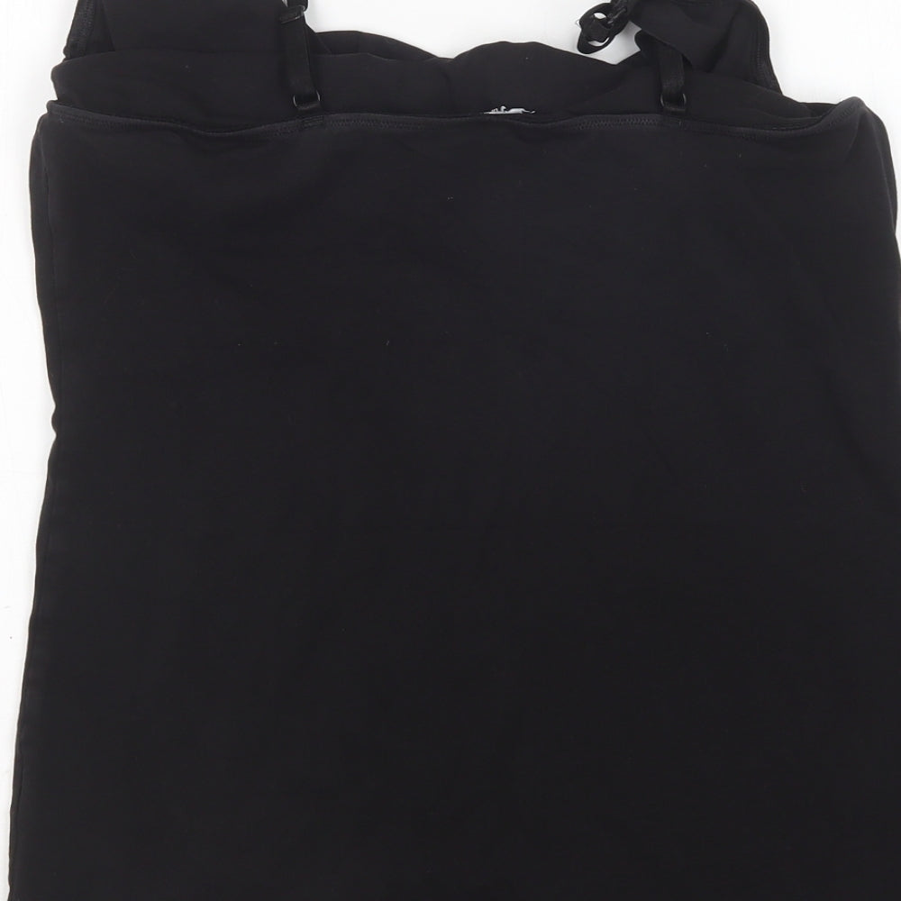 New Look Womens Black  Cotton Basic Tank Size 12 Round Neck