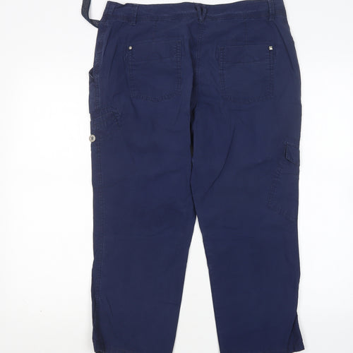 George Womens Blue  Cotton Cargo Trousers Size 12 L24 in Regular