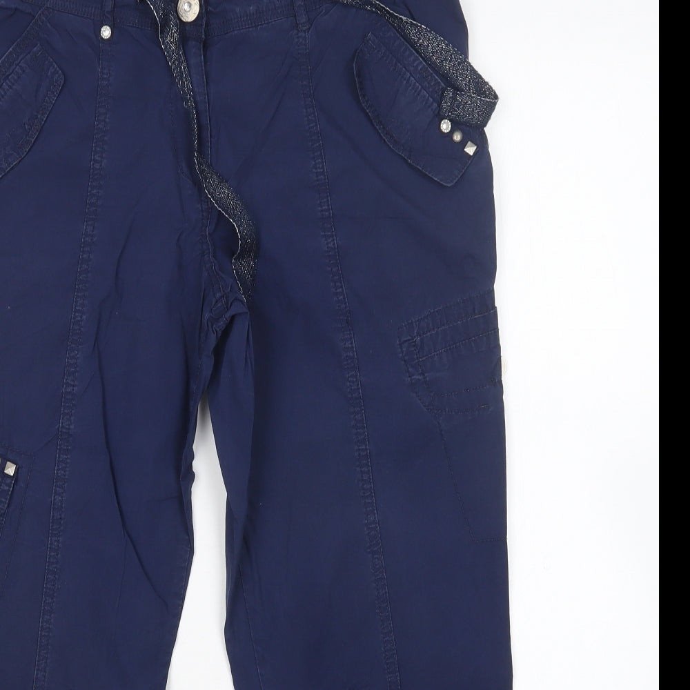 George Womens Blue  Cotton Cargo Trousers Size 12 L24 in Regular