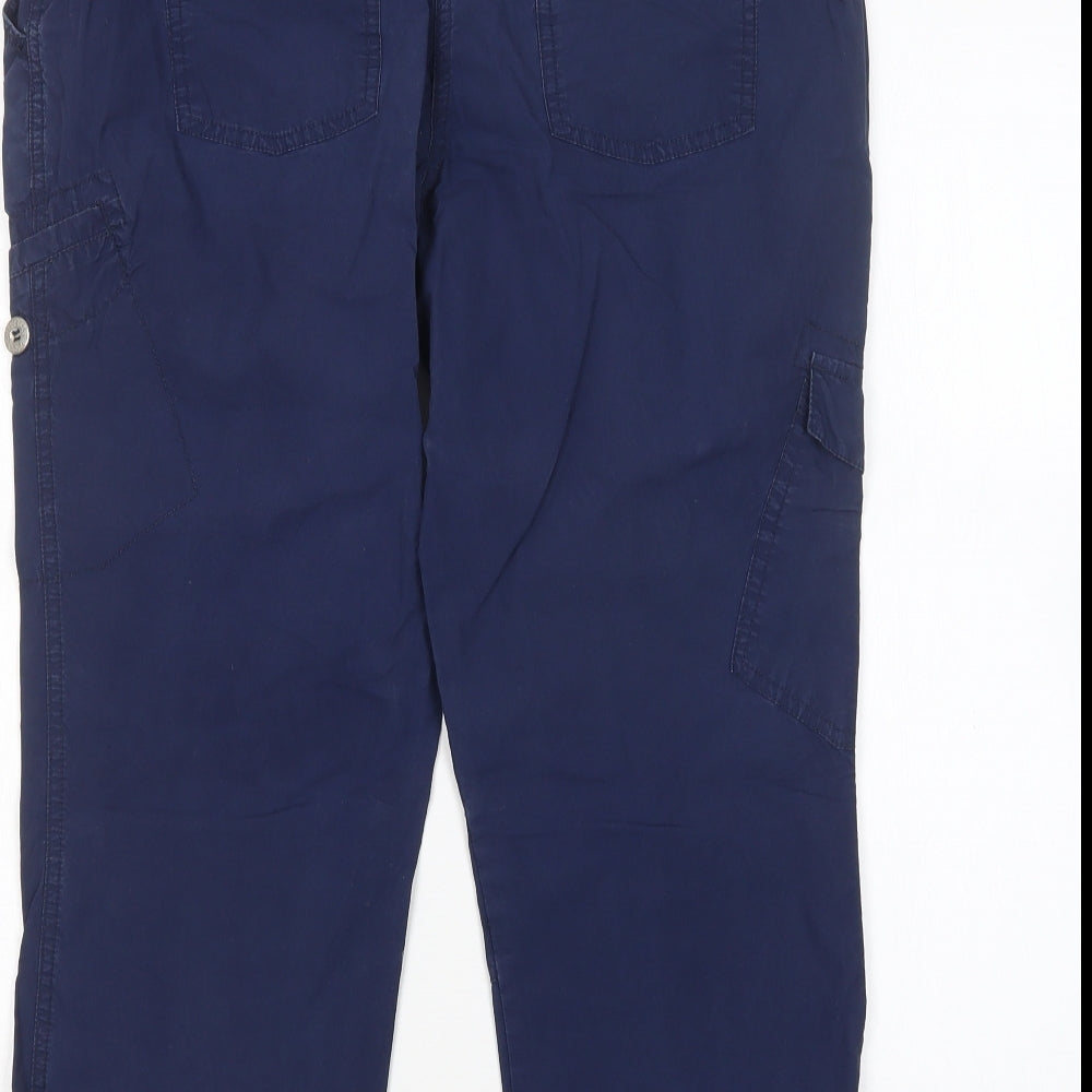 George Womens Blue  Cotton Cargo Trousers Size 12 L24 in Regular