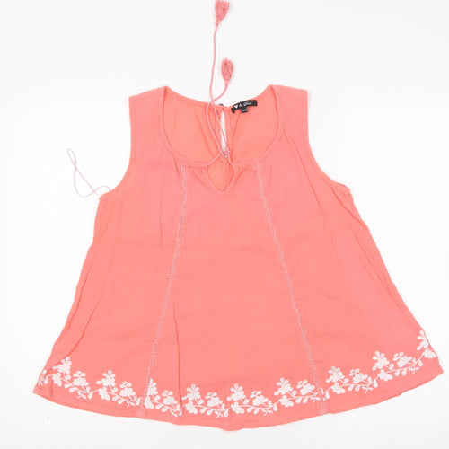 Heart & Soul Womens Pink  Cotton Basic Blouse Size 12 Round Neck