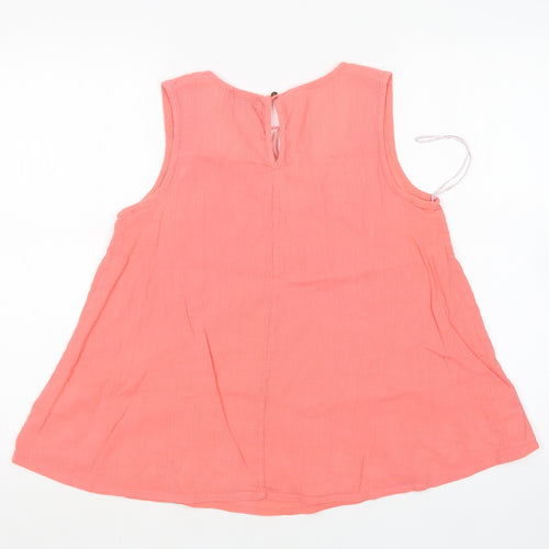 Heart & Soul Womens Pink  Cotton Basic Blouse Size 12 Round Neck