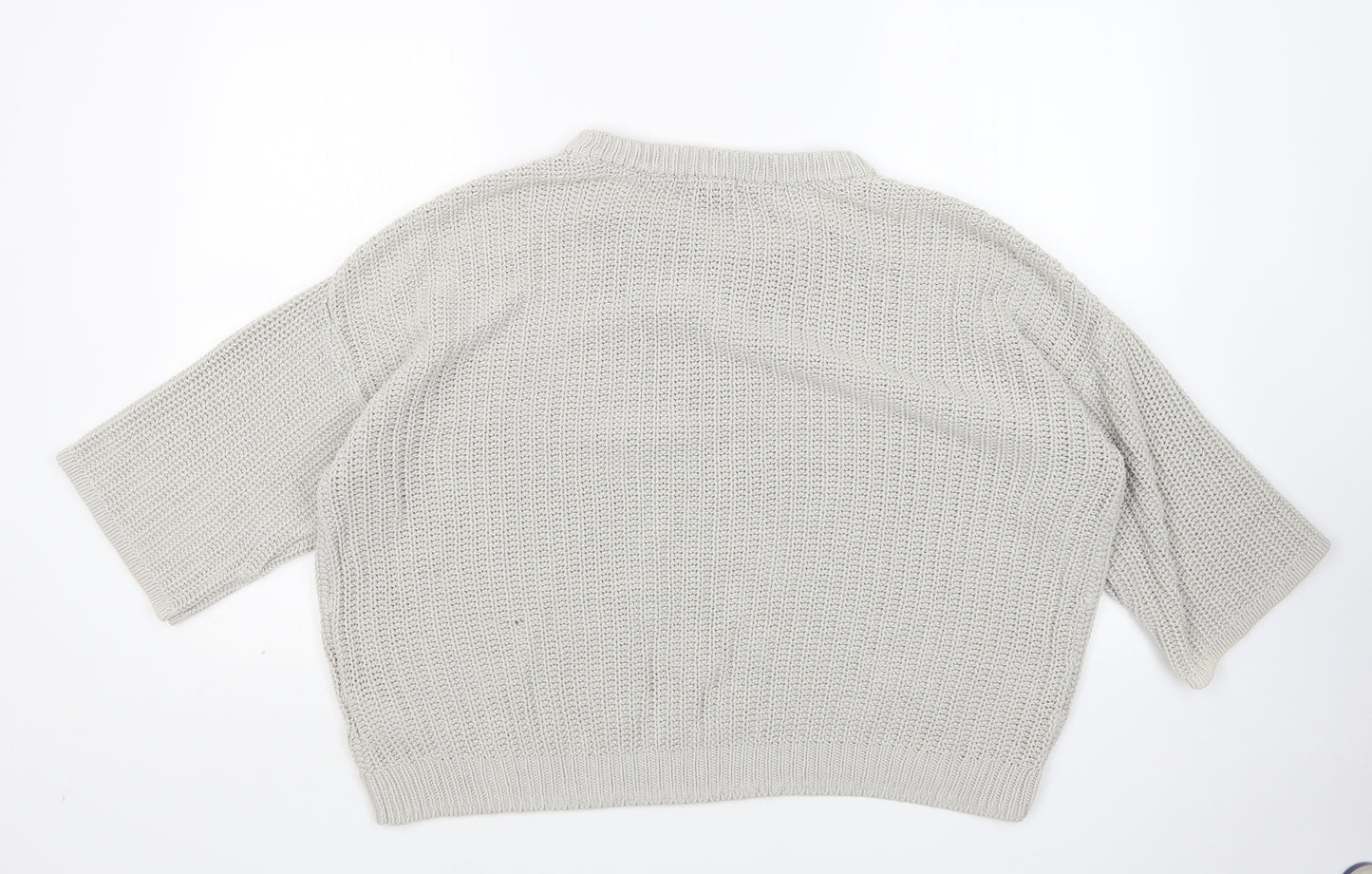 H&M Womens Grey Round Neck  Cotton Pullover Jumper Size M